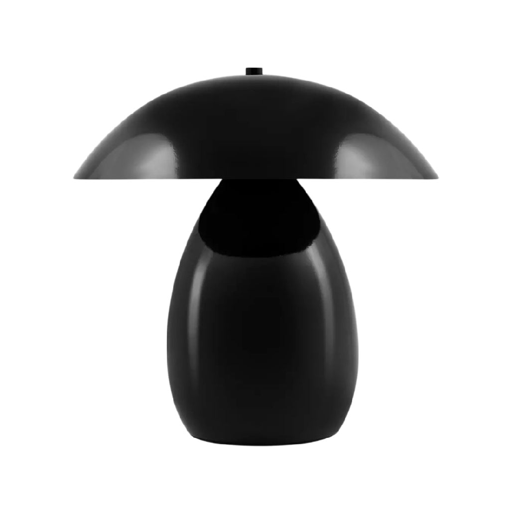 **Lampe de table en forme organique, finition noire brillante**