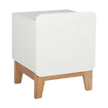 **Table de chevet moderne en bois et blanc, design épuré**