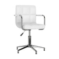 **Titre technique : Chaise de bureau réglable en hauteur avec accoudoirs en cuir blanc**